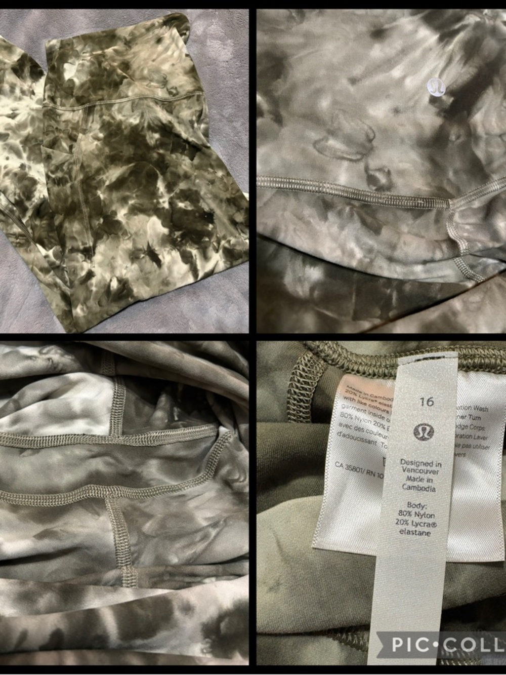 lululemon athletica Olive Green Tie-Dye Diamond Dye Align Leggings NWOT
